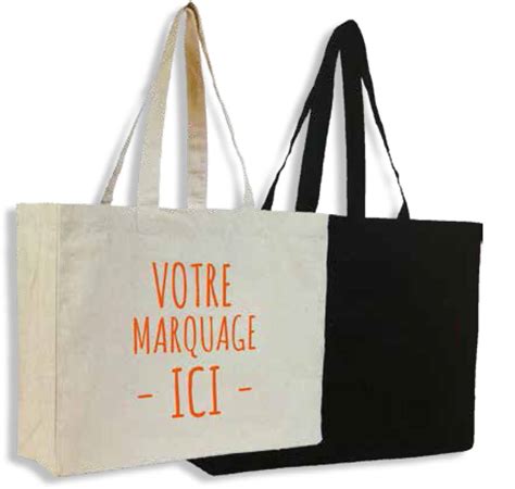 Grand Sac Tote Bag Avec Soufflet Coton Naturel 45x12x35cm Personnalisable