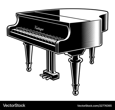 Black and white of the piano Royalty Free Vector Image