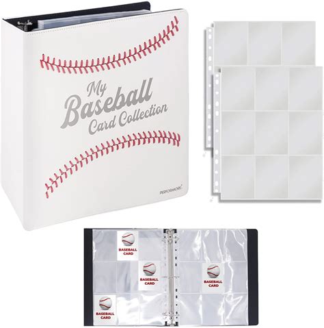 Baseball Card Binder - White Baseball Card Collector Album for Trading