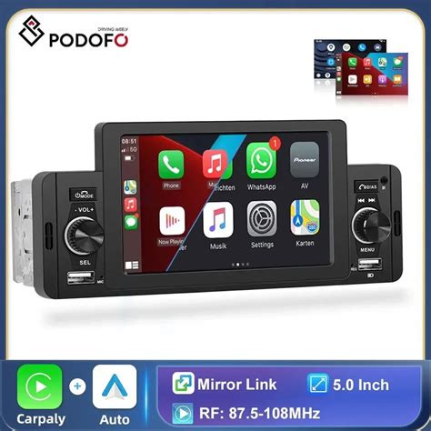 Podofo 5 Araba Radyo 1Din CarPlay Android Otomatik Multimedya Oynat C