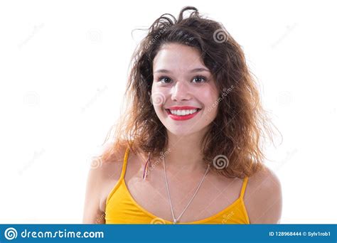 Happy Smiling Woman Isolated On White Background Stock Photo Image Of