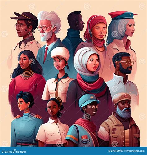 Unity In Diversity Illustration Of A Diverse Group Of People From