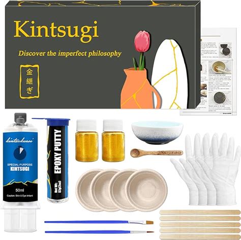 Kintsugi Repair Kit Gold Japanese Gold Repair Kit With Practice Cup