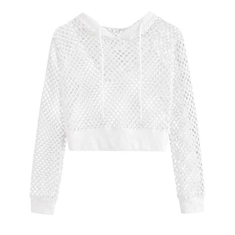 Tiqkatyck Womens Long Sleeve Tops Clearance Women Solid Cutout Mesh