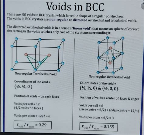 Do BCC lattice Have both O V and TV If yes, are their locations same as that in Fcc - Chemistry ...