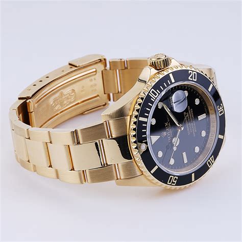 Rolex Submariner K Yellow Gold Black Dial Bezel Mens Mm Watch Box