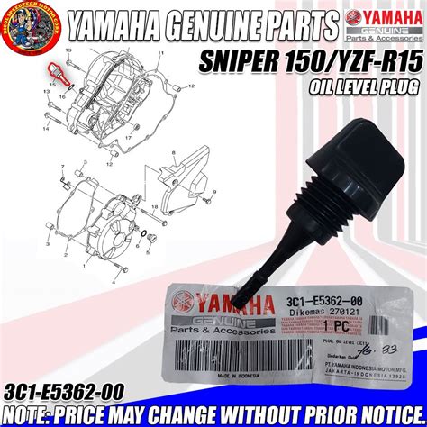 SNIPER 150 YZF R15 PLUG OIL LEVEL YGP GENUINE 3C1 E5362 00