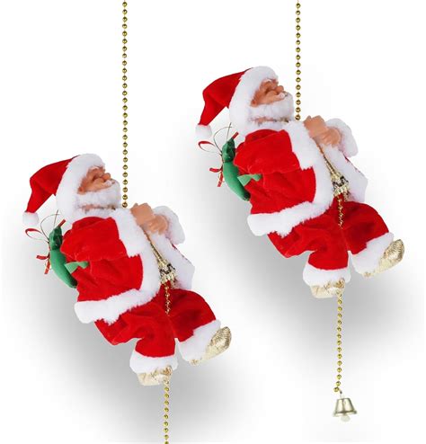 Amazon HZVUVEE 2PCS Electric Chimney Climbing Santa Claus Musical