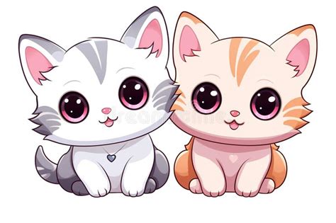 Kawaii Kittens Sticker Image, in the Style of Kawaii Art, Meme Art, Animated Gifs Isolated White ...