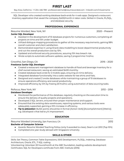 Oracle Sql Developer Resume Investigadorcreacionista