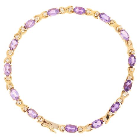 7 36 Carat Oval Amethyst Tennis Bracelet 14 Karat Yellow Gold At 1stDibs