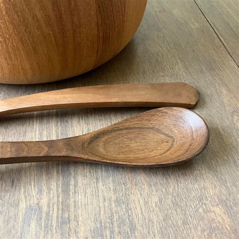 Mid Century Dansk Teak Salad Bowl With Tongs Etsy