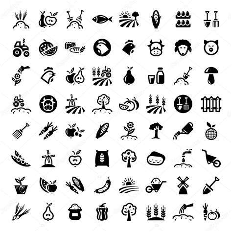 Big Agriculture Icons Set Stock Vector Chistoprudnaya 19545287