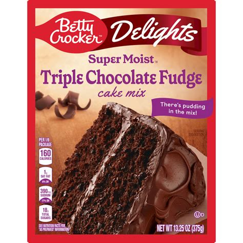 Betty Crocker Delights Super Moist Triple Chocolate Fudge Cake Mix With Rich Pudding 1325 Oz