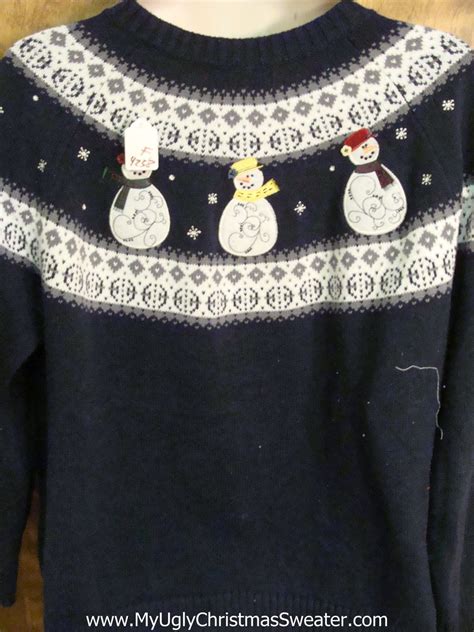 Two Sided Snowman Themed Ugliest Christmas Sweater My Ugly Christmas