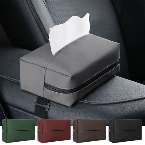 Leather Car Tissue Box Cover Sun Visor Seat Back Hanging Type Car