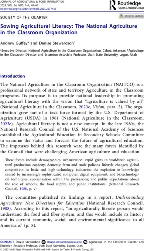 Sowing Agricultural Literacy The National Agriculture In The Classroom