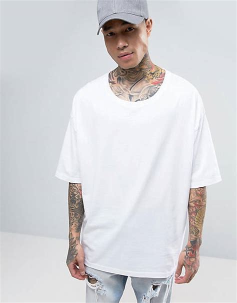 Asos Super Oversized T Shirt In White With Rib Scoop Neck Asos