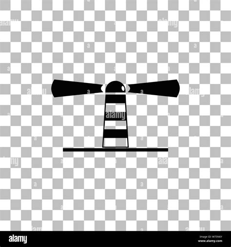 Leuchtturm Flache Schwarze Symbol Auf Einen Transparenten Hintergrund