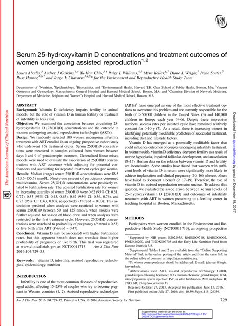 Pdf Serum 25 Hydroxyvitamin D Concentrations And Treatment Outcomes