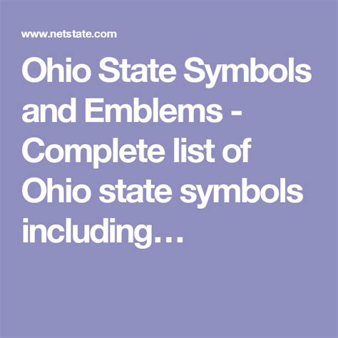 Ohio State Symbols and Emblems - Complete list of Ohio state symbols ...