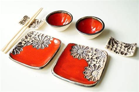 Sushi Serving Set Ceramic Set Sushi Set For 2 Rustic Sushi Set