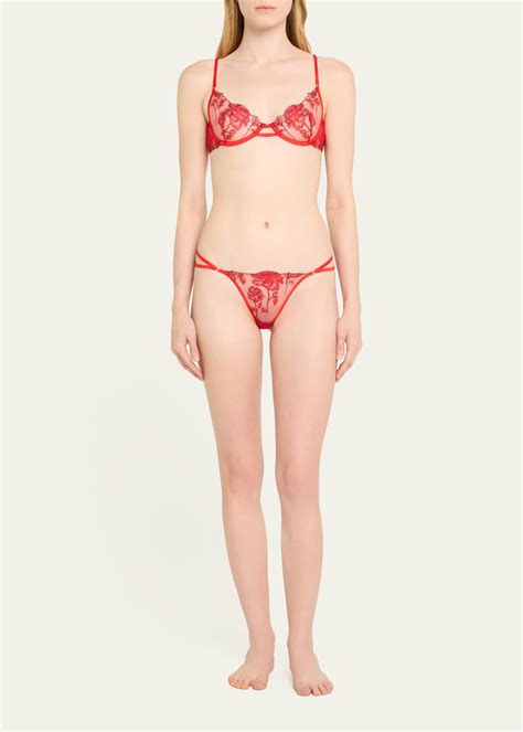 Kiki De Montparnasse Dominique Floral Embroidered Demi Bra Bergdorf