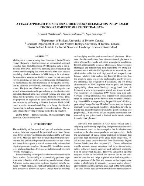 Pdf A Fuzzy Approach To Individual Tree Crown Delineation In Uav