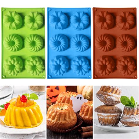 hariumiu pcs silicone mini bundt cake mold  shapes  grids bpa