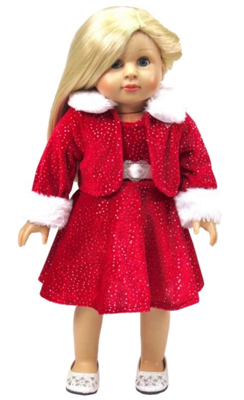 Christmas Red Sparkle Dress And Jacket W Fur Fits 18 American Girl Size Doll Ebay