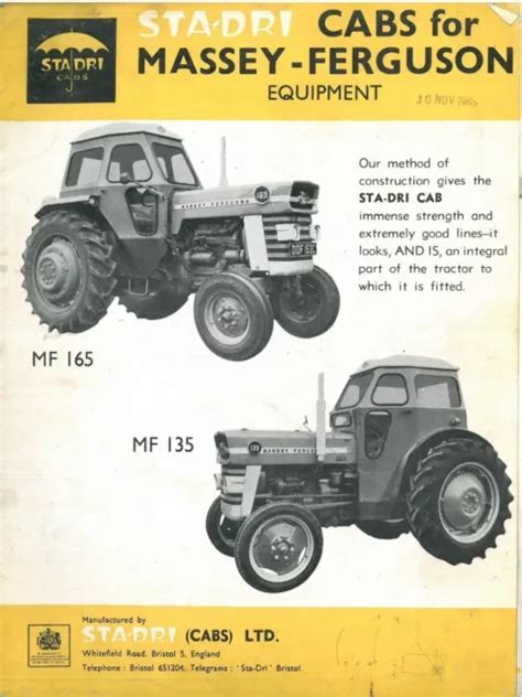 STA DRI TRACTOR CABS Massey Ferguson Tractors 65 135 135 165 Brochure