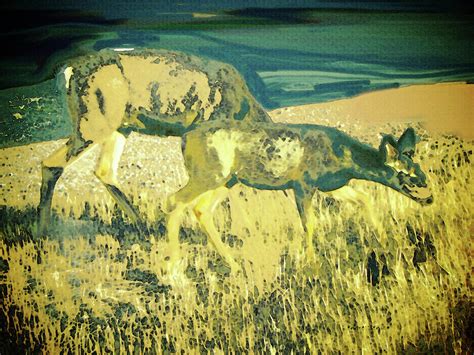 Two Deer Mixed Media By Lenore Senior Fine Art America