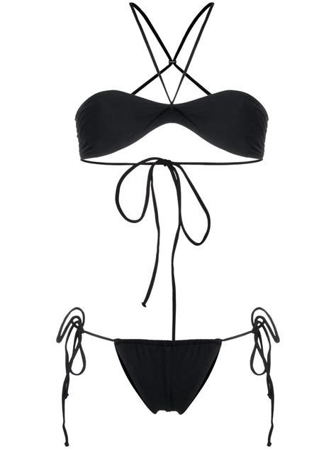 Crossed Neck Bikini From The Attico Featuring Black Stretch Design