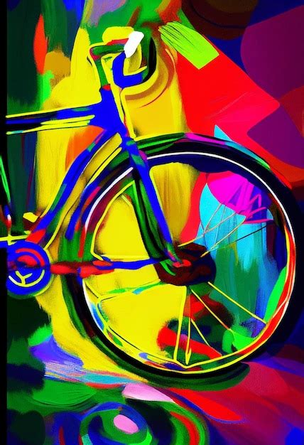 Bicicleta De Colores Brillantes Con Una Rueda Brillante Y Ai Generativo