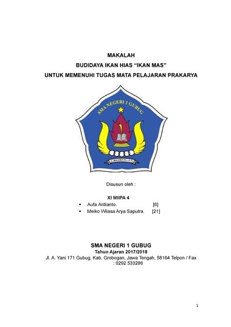 369890513 Makalah Ikan Mas Prakarya MAKALAH BUDIDAYA IKAN HIAS IKAN