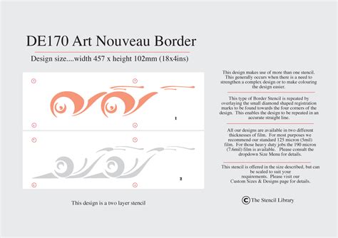 9 De170 Art Nouveau Border Stencil Library