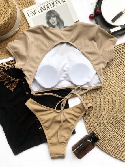 Chic Solid Backless Two Piece Tank Bikini Sets Power Day Sale