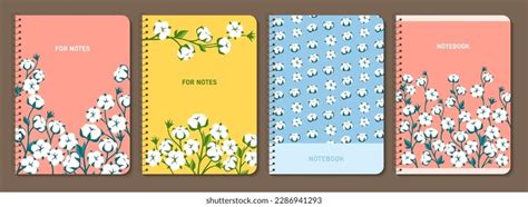 Cotton Flower Branch Trendy Notebook Cover Stock Vector (Royalty Free ...