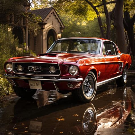 Un coche rojo con una placa de matrícula que dice Ford en él Foto Premium