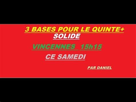 Pronostics Vincennes Ce Samedi Quint Pmu Bases Solide Youtube