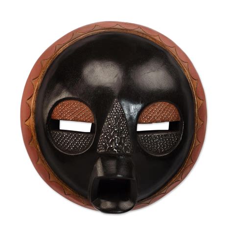 UNICEF Market Handcrafted Black Sese Wood African Wall Mask From