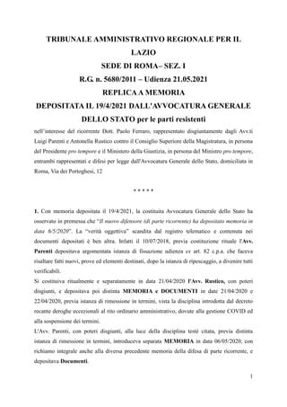 Tar Memoria Di Replica Signed Parenti Caso Ferraro Pdf