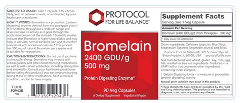 Bromelain 2400 Gdug 500mg 90 Capsules Healthy Habits Living