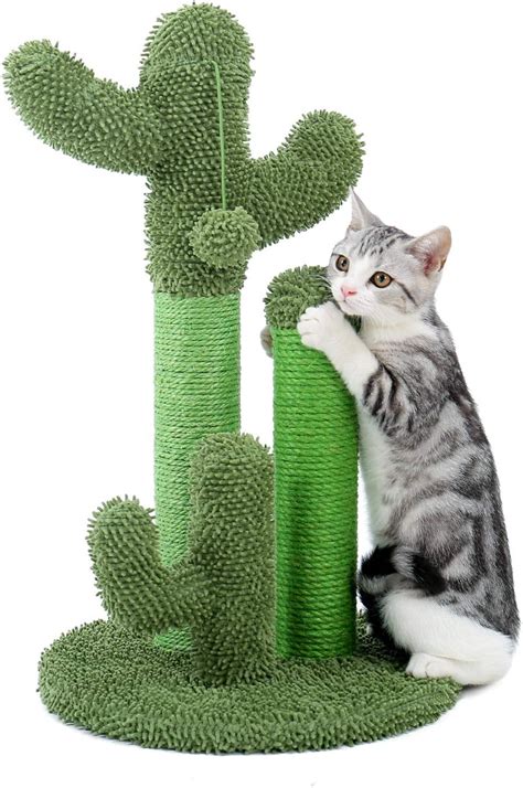 Pawz Road Cactus Cat Scratching Post With Natural Sisal Ropes Interactive Ball Cat Scratcher