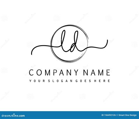 Ld Initial Handwriting Logo Circle Hand Drawn Template Vector Stock