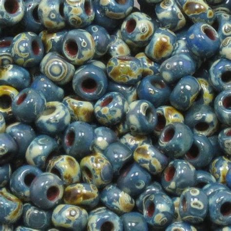 6 0 MIYUKI SEED BEADS Opaque Cobalt Picasso 4518 Etsy