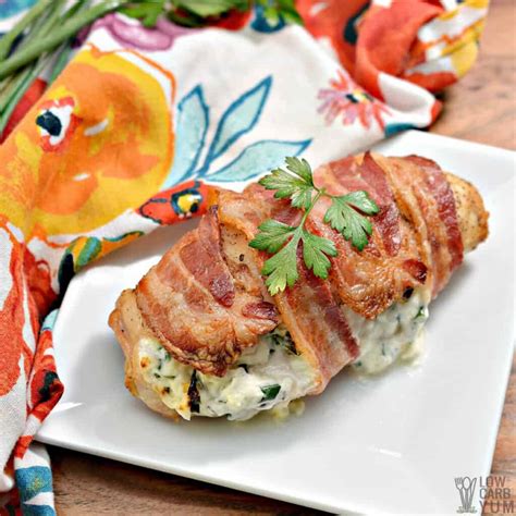 Keto Bacon Wrapped Cream Cheese Stuffed Chicken Low Carb Yum