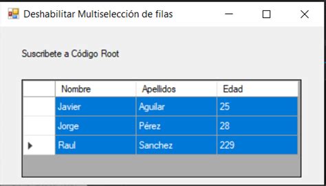 Deshabilitar La Multiseleccion De Filas En DataGridView Con C