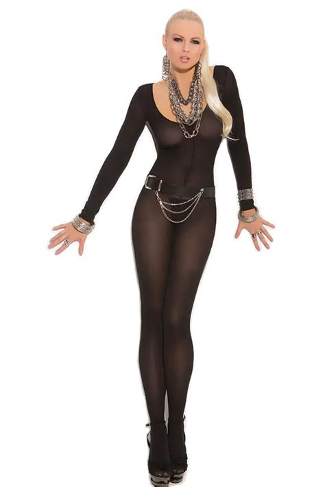 Womens Sexy Open Crotch Bodysuits Bodystockings Foxy Babe Long Sleeve