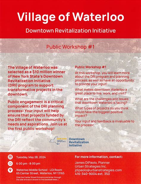 Downtown Revitalization Initiative Public Workshop Waterloo Ny